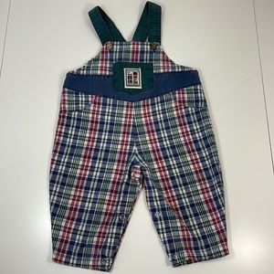VINTAGE Sun Valley Baby Overalls, plaid, 12 M